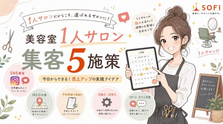 美容室1人サロンの集客5施策｜SOFI支援30店舗データに基づく実践ガイド【2026年最新】