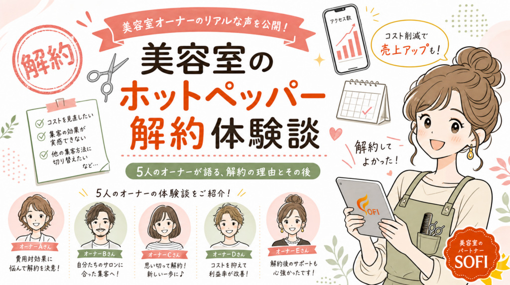 美容室のホットペッパー解約 体験談5選｜10店舗の解約・減額後の集客結果【2026年最新】