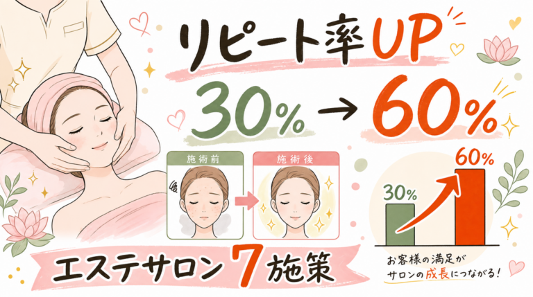 エステサロンのリピート率を30%→60%に上げる7施策【2026年最新】