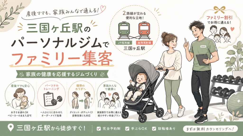 【三国ヶ丘駅】パーソナルジム集客｜ファミリー層を取り込む5つの設計原則
