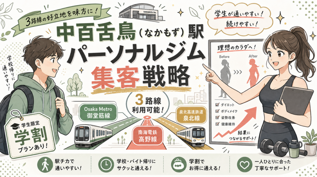 【中百舌鳥駅】パーソナルジム集客戦略｜3路線結節を活かす5つの設計原則