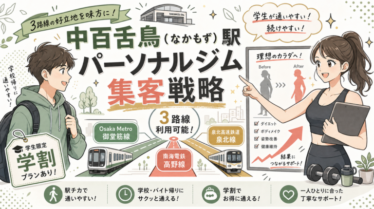 【中百舌鳥駅】パーソナルジム集客戦略｜3路線結節を活かす5つの設計原則